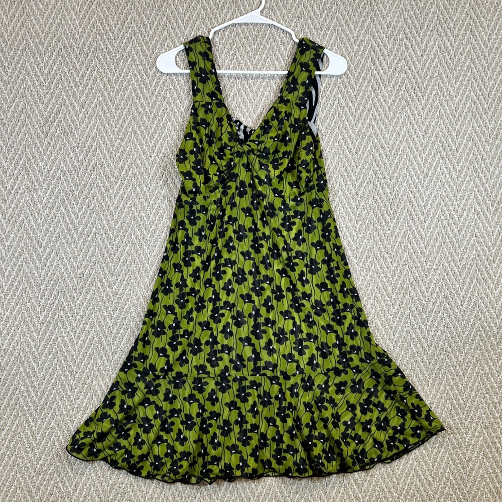 Cabi Samba Dress 6392 Reversible Zebra Floral Mesh Sleeveless Green Black S